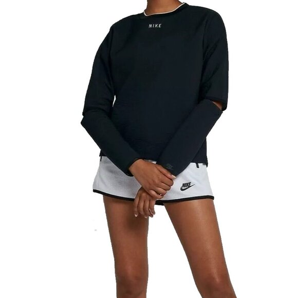 NIKE Tech Pack Cutout Elbow Crew Neck Pullover Black Sweatshirt Sportswear Med - Picture 9 of 10